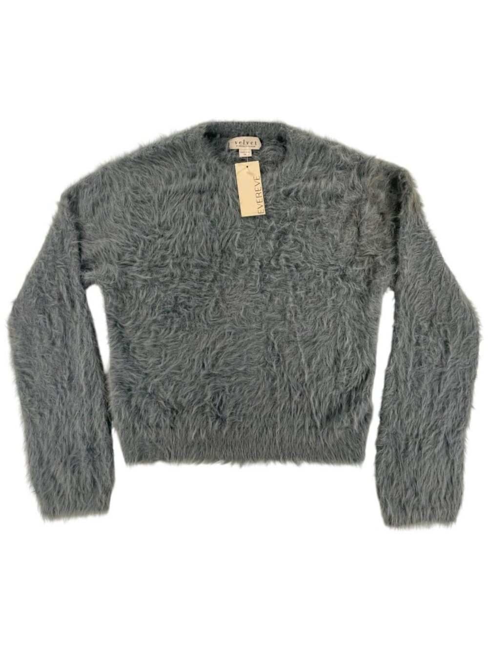 Velvet Penny Fuzzy Crew Sweater Graham Spencer Slate Women's Sz XL MSRP$179 NEW